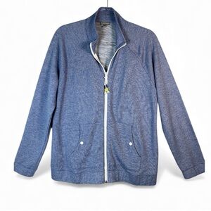 Talbots Women’s Heathered Blue Zip-Up Athleisure Sweater | L